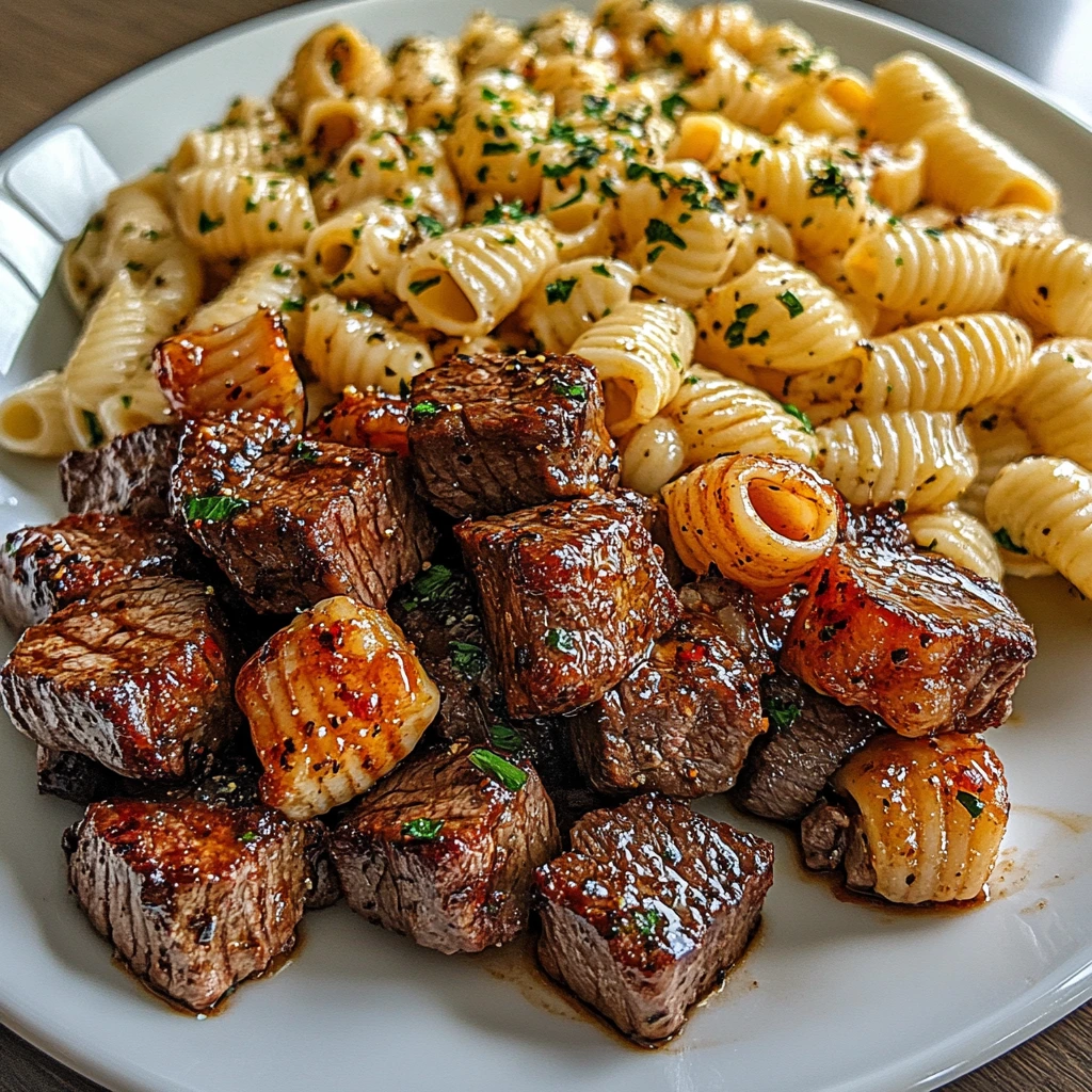 Spicy Garlic Steak Bites with Jalapeño Ranch Pasta Shells 1