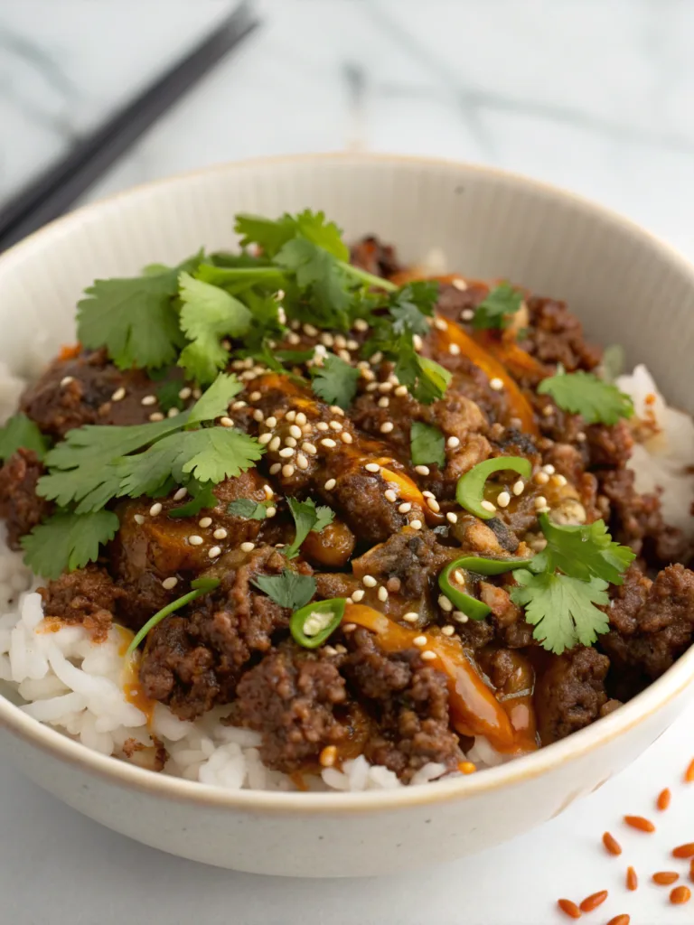Hot Honey Ground Beef Bowl 1
