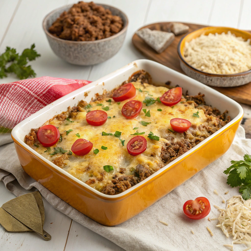 Cheesy Hamburger Rice Casserole ingredients