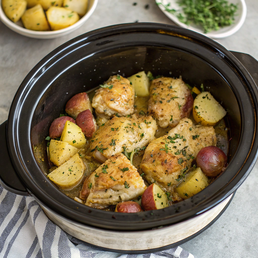 Crockpot Garlic Parmesan Chicken And Potatoes