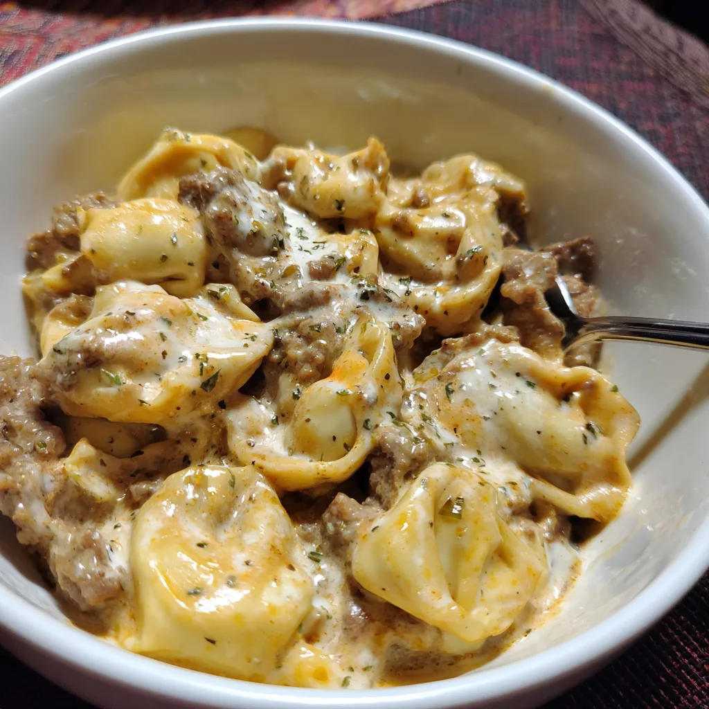 Slow Cooker Creamy Ranch Beef Tortellini Feast