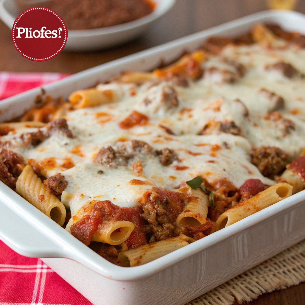 Baked Ziti with Ground Beef & Mozzarella