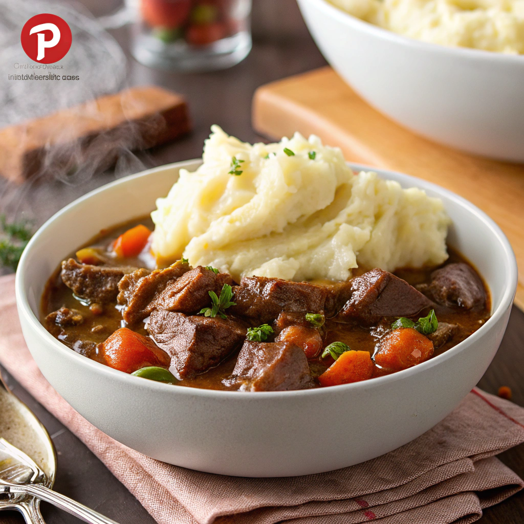 Beef Stew with Mashed Potato Topping - feastofsavory.com