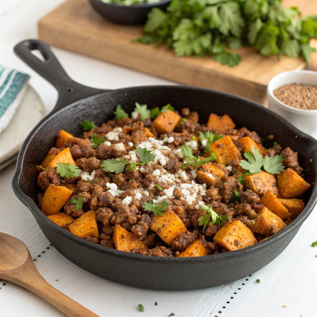 Ground Beef & Sweet Potato Hash