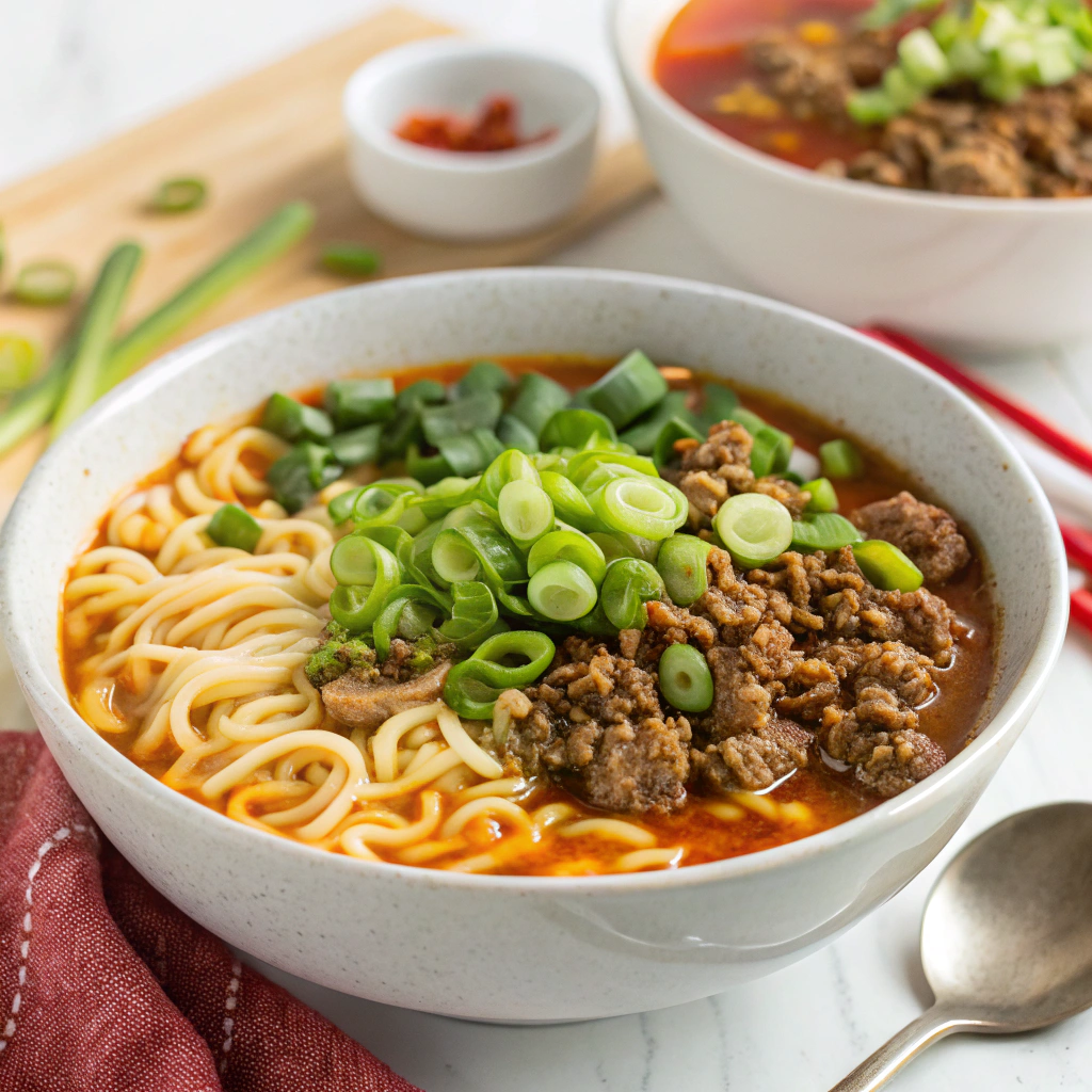 Spicy Ground Beef Ramen Bowl