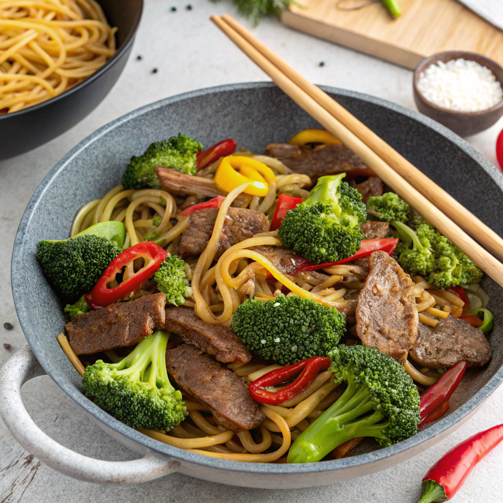 Asian Beef Stir-Fry with Broccoli and Noodles