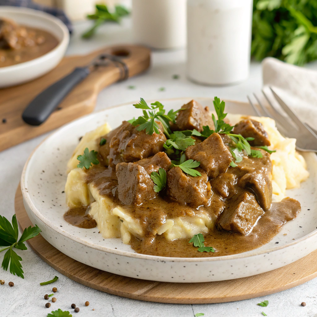 Classic Stovetop Beef Tips and Gravy