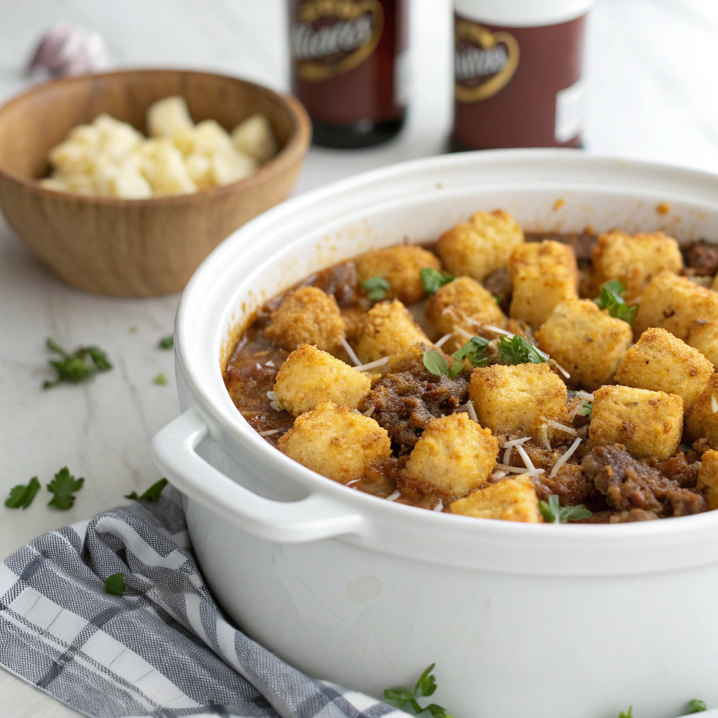 Crockpot Tater Tot Casserole with Beef