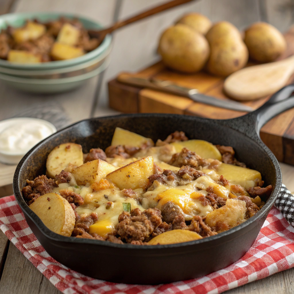 Hobo Casserole with Ground Beef & Potatoes
