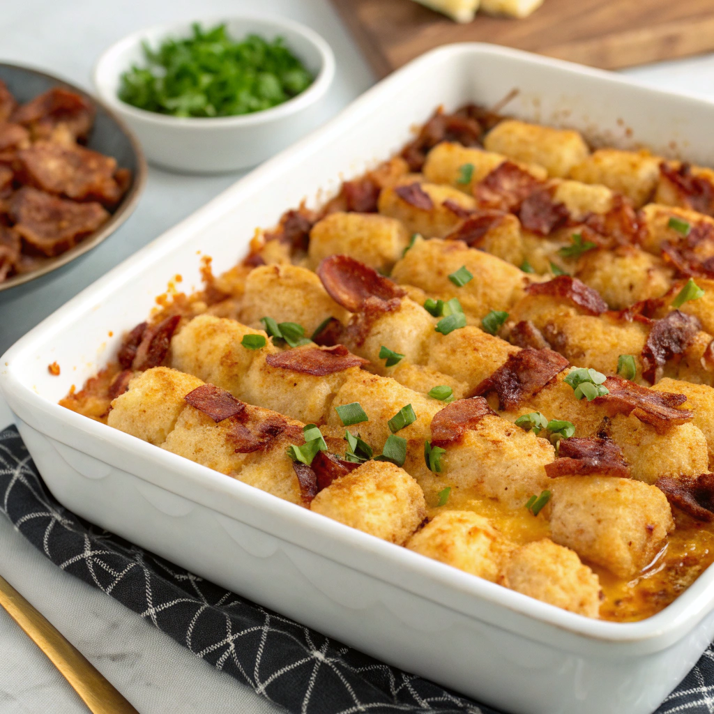 Loaded Tater Tot Casserole with Bacon and Cheese
