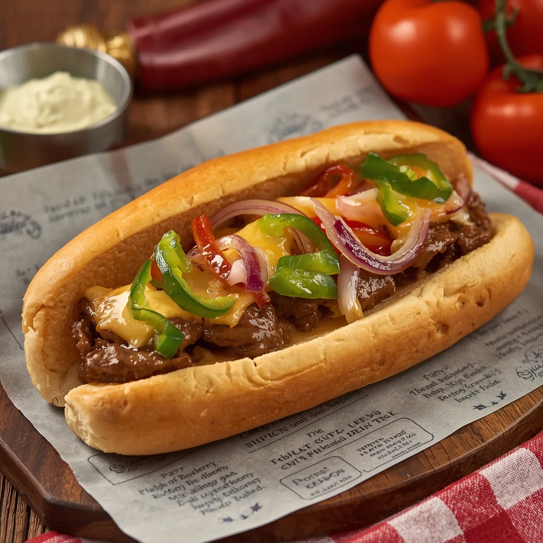 Philly Cheesesteak with Peppers and Onions