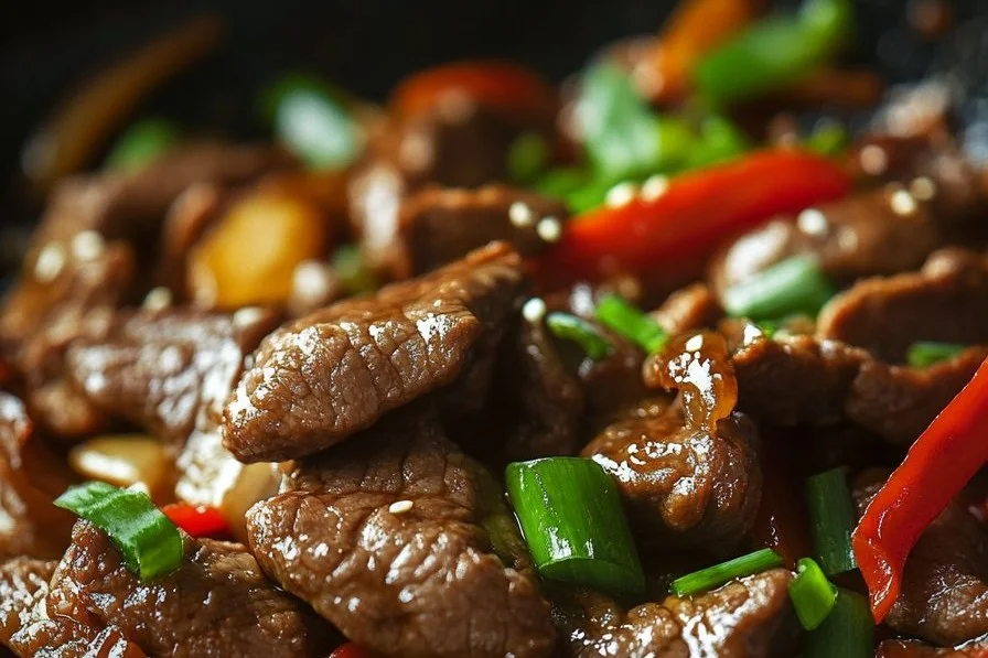 Delicious beef stir fry with colorful vegetables and savory sauce