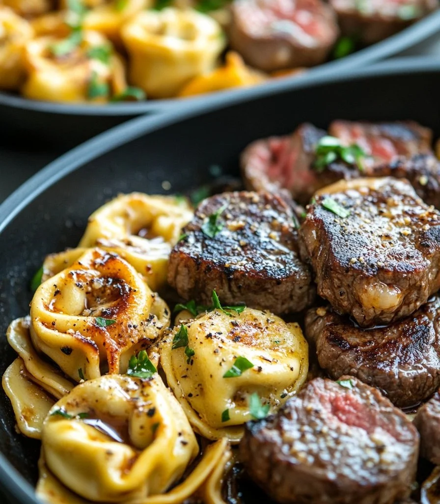 Delicious One-Pan Cowboy Butter Tortellini with Steak Bites