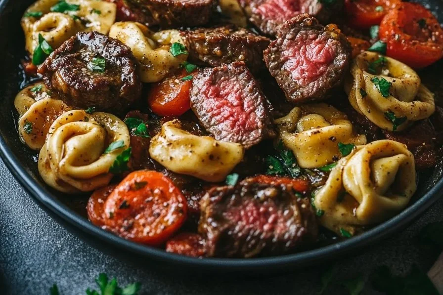 Delicious One-Pan Cowboy Butter Tortellini with Steak Bites