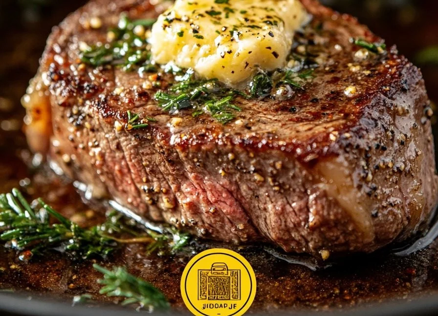 Delicious pan seared steak cooked with garlic butter