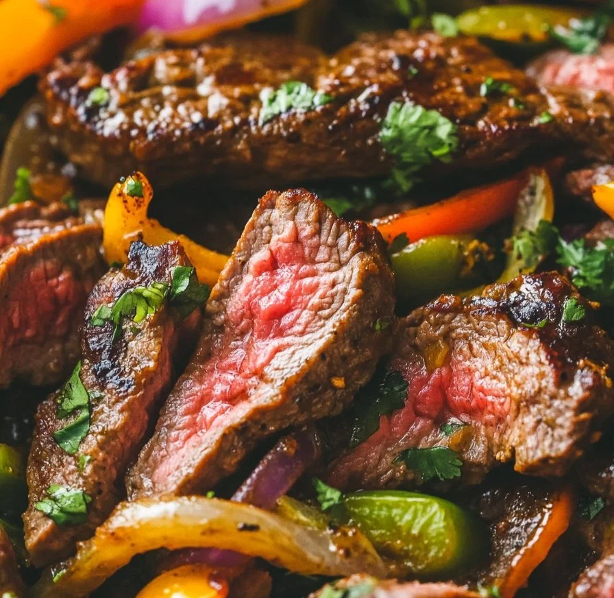 Delicious steak fajita marinade ingredients and finished dish