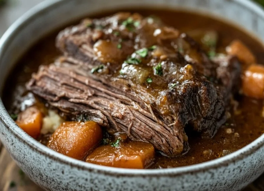 Slow cooker Italian pot roast with herbs and vegetables