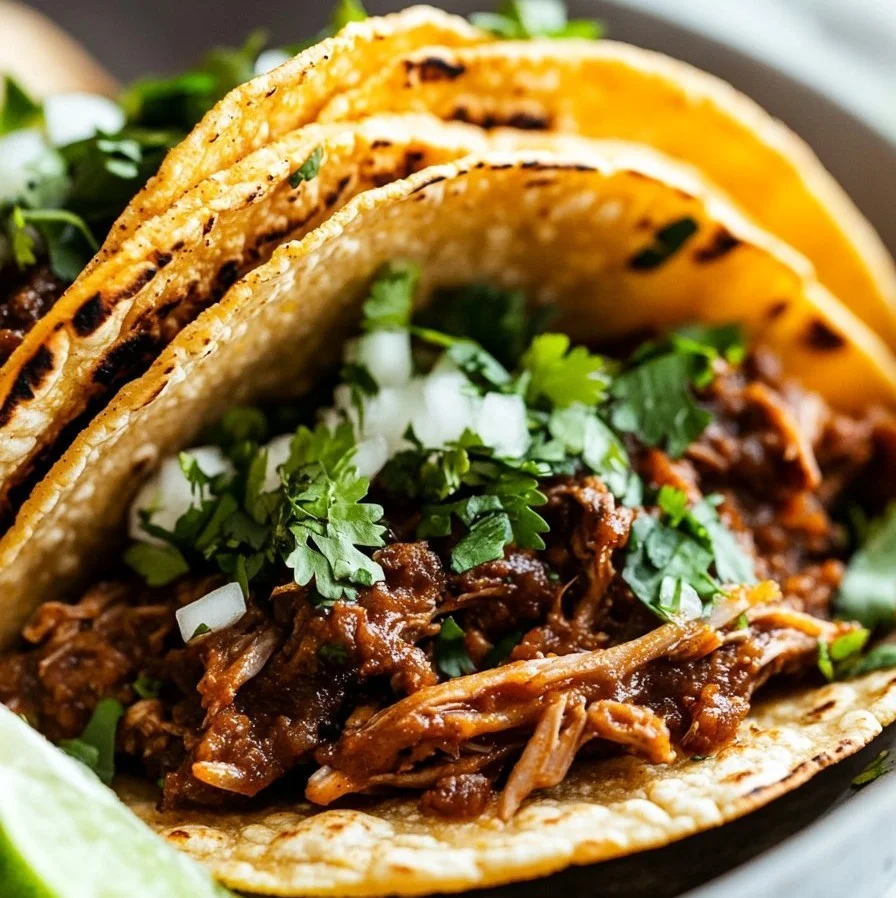 Delicious Crock Pot Birria Tacos served with flavorful broth