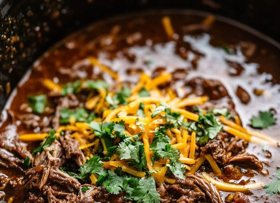 Delicious Crockpot Mexican Beef Birria served with fresh cilantro and lime