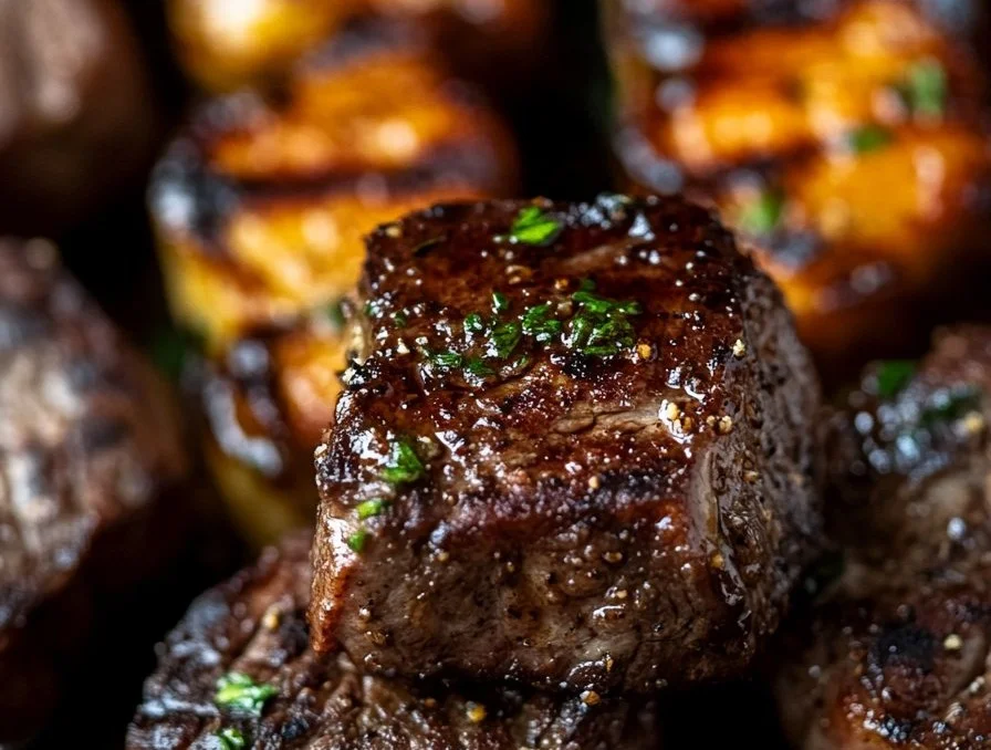 Delicious garlic butter steak bites served on a plate