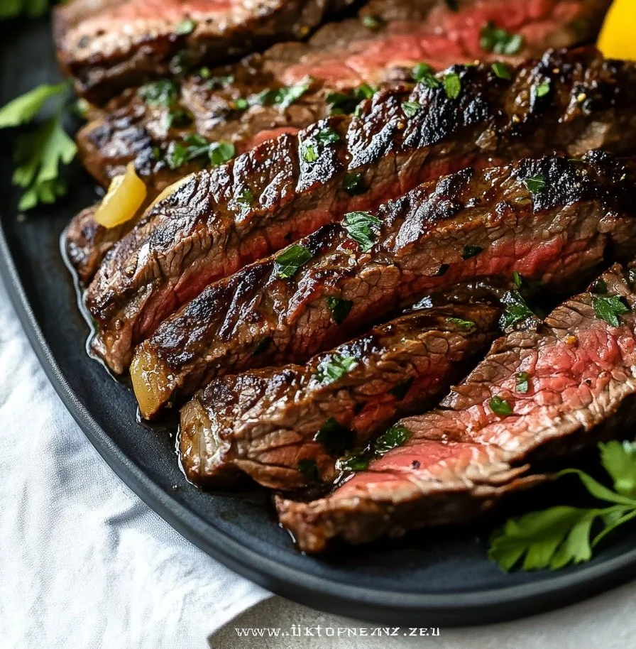 Citrus Marinated Skirt Steak on a grill, showcasing vibrant flavors and juiciness.